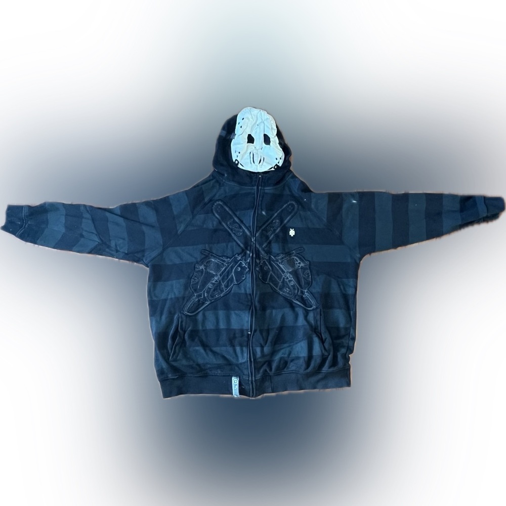 LRG Jason Hoodie 2XL – Horror Chainsaw Embroidered Design with Mask
